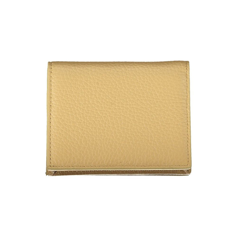 Portefeuille en cuir beige