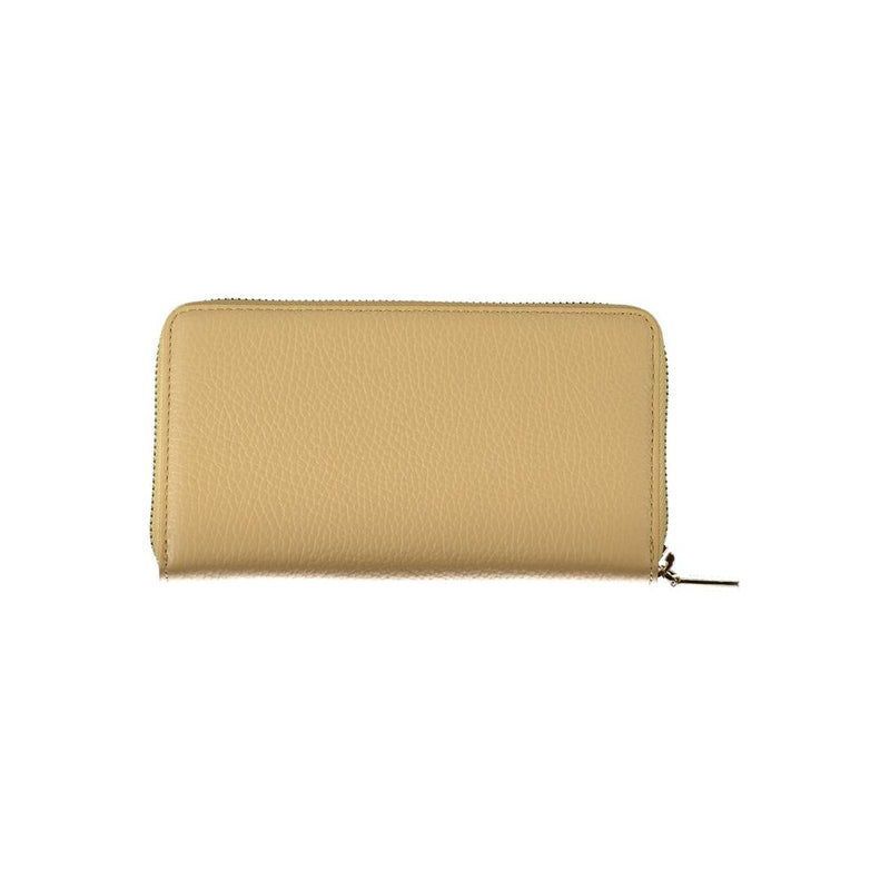 Beige Lederbrieftasche