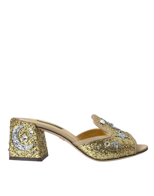 Tacones de lentejuelas de oro Sandalias Sandalias