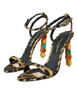 Goldene Leopardenkristalle Heels Sandalen Schuhe