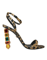 Goldene Leopardenkristalle Heels Sandalen Schuhe