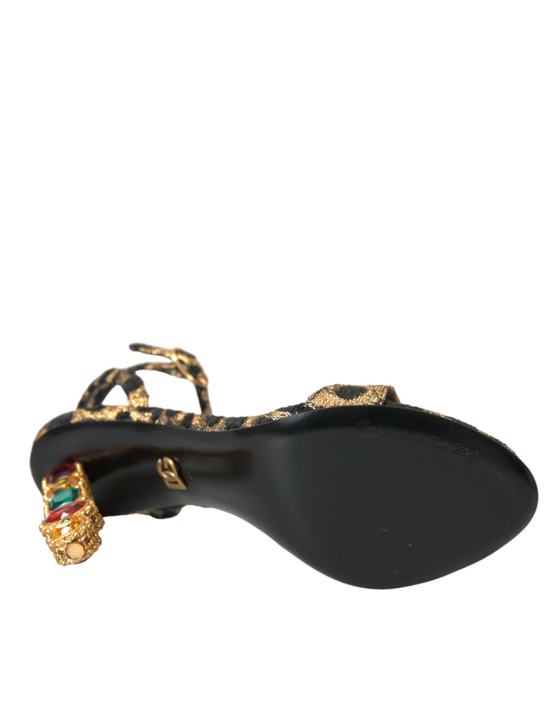 Goldene Leopardenkristalle Heels Sandalen Schuhe