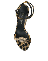 Goldene Leopardenkristalle Heels Sandalen Schuhe