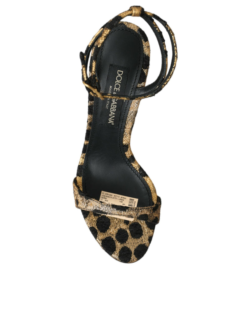 Gold Leopard Crystals Heels Sandals Shoes