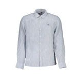 Camisa de lino azul