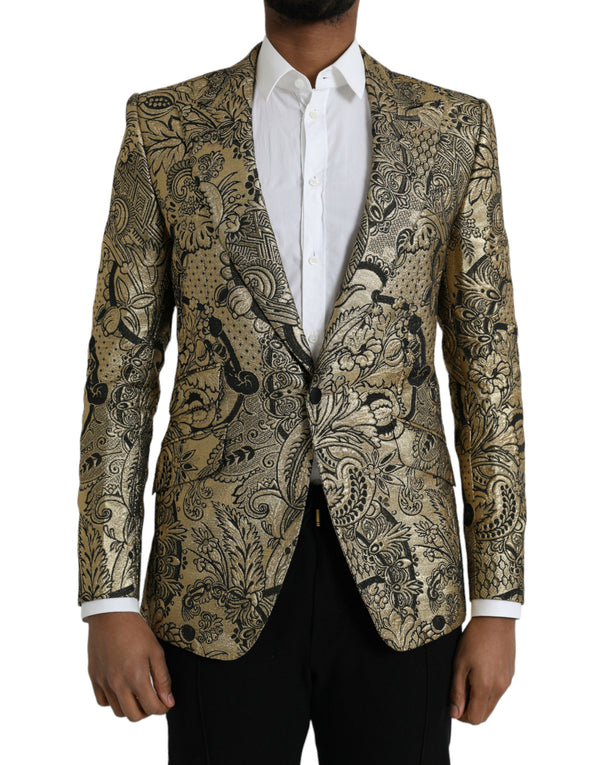 Gold Sicilia jacquard Blazer à manteau simple