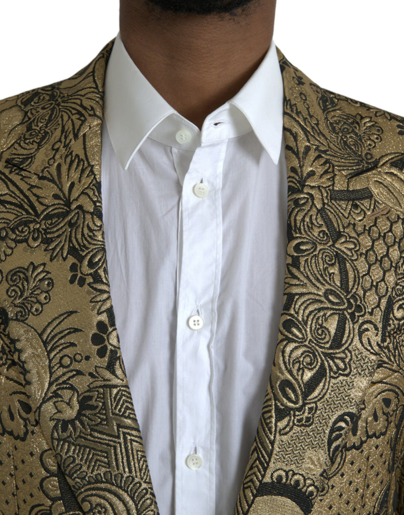 Gold Sicilia jacquard Blazer à manteau simple