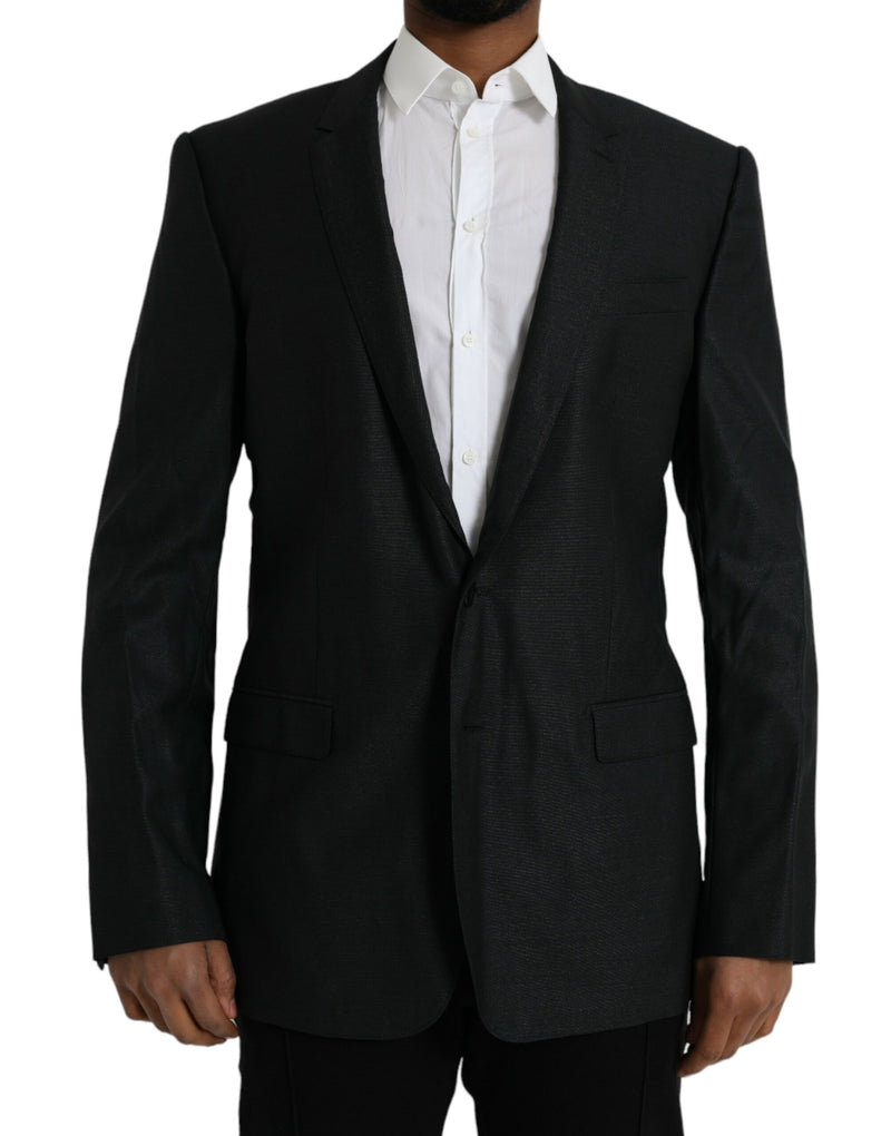 Black Wool Singlebreasted Coat Blazer