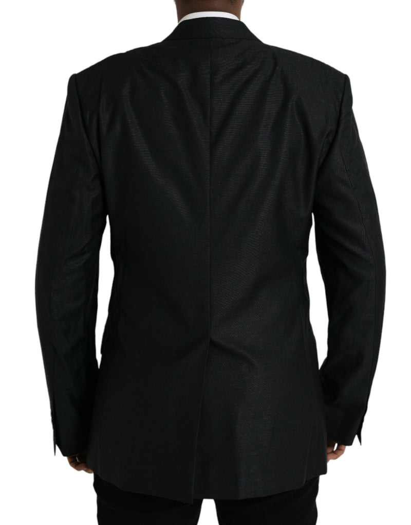 Schwarzer Woll -Notch -SingleBreasted Coat Blazer