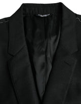 Schwarzer Woll -Notch -SingleBreasted Coat Blazer