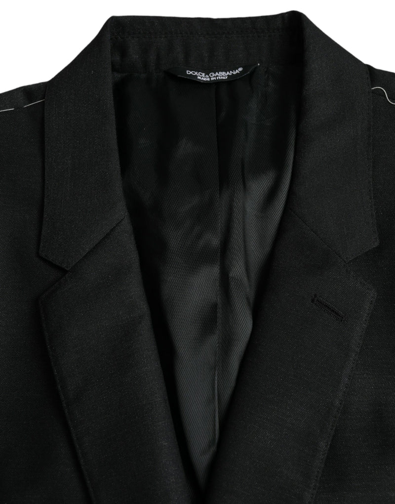 Black Wool Singlebreasted Coat Blazer