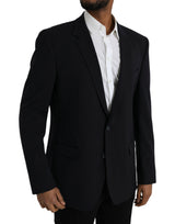 Blazer de abrigo de pecho simple martini negro