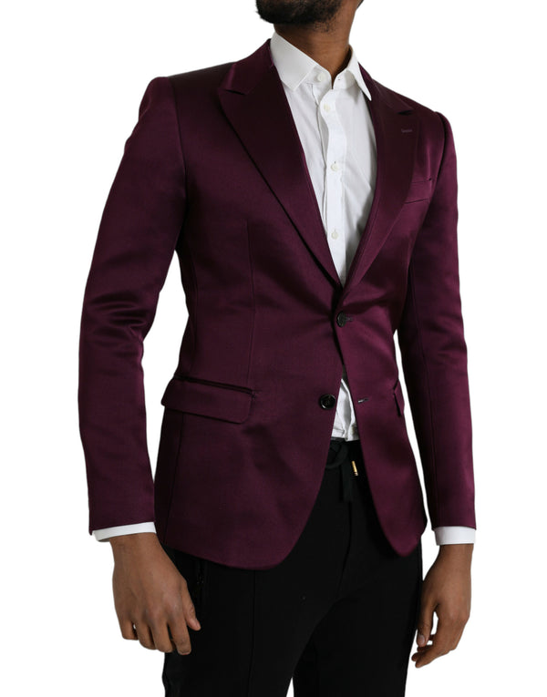 Maroon Seide Single Breasted Coat Blazer