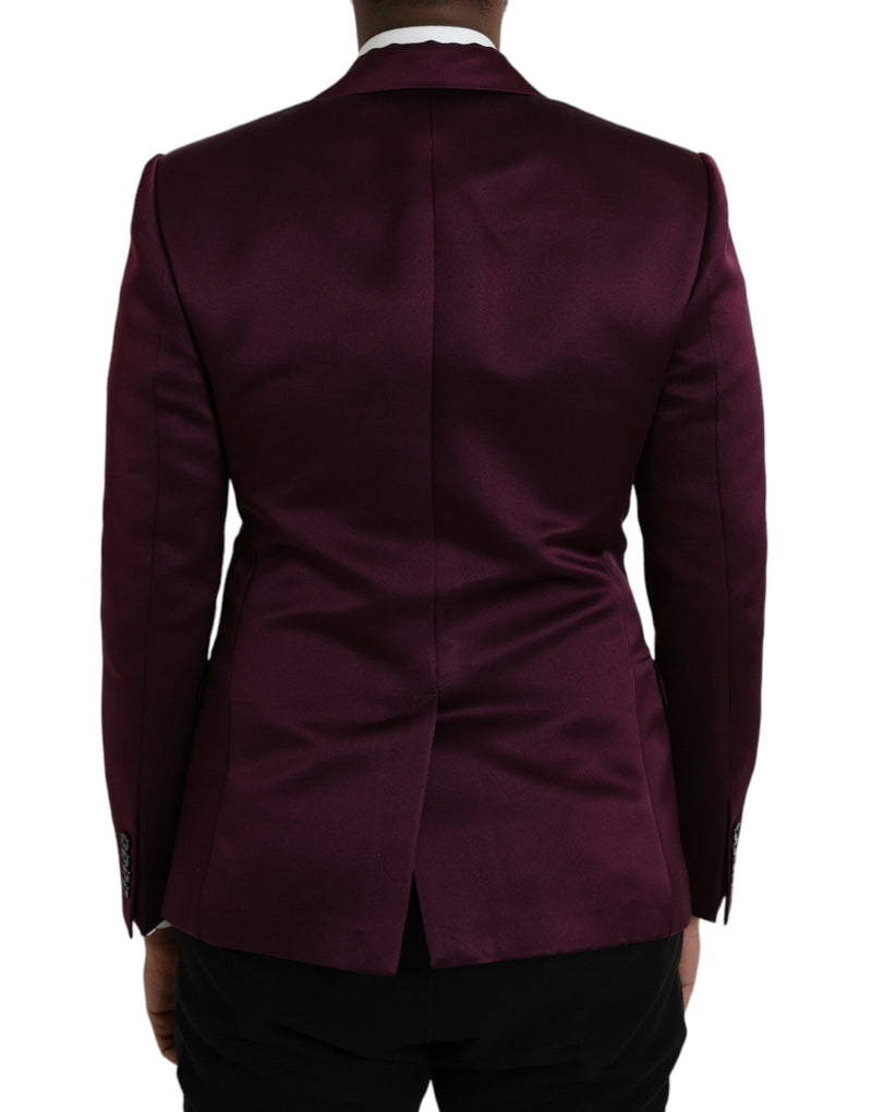 Maroon Seide Single Breasted Coat Blazer