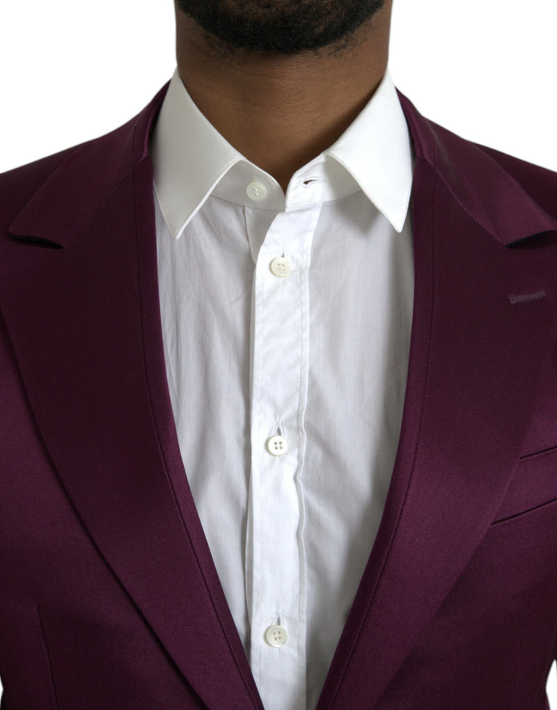 Maroon Seide Single Breasted Coat Blazer