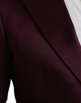 Maroon Seide Single Breasted Coat Blazer