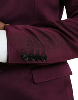 Maroon Seide Single Breasted Coat Blazer