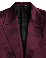 Maroon Seide Single Breasted Coat Blazer