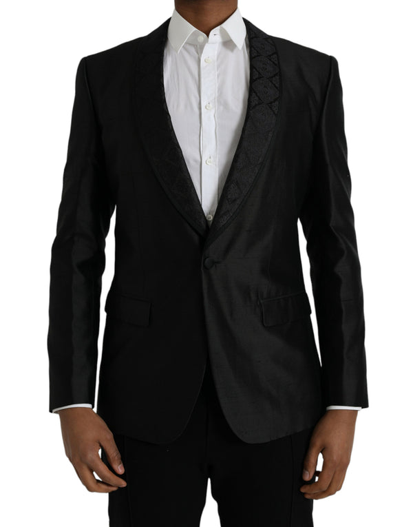 Blazer de abrigo de pecho simple martini negro