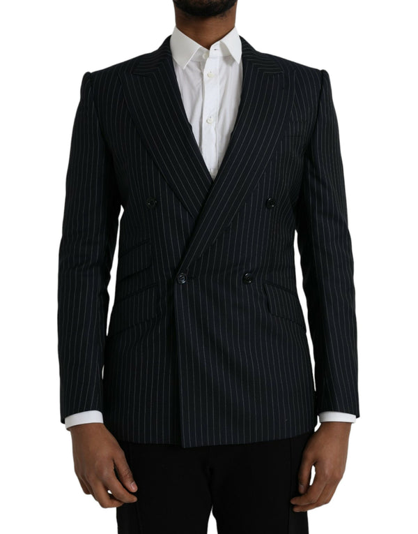 Black Stripe Sicilia Blazer Coat Double Breasted