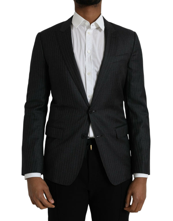 Stripe negro martini blazer de un solo pecho