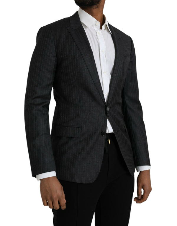 Stripe negro martini blazer de un solo pecho