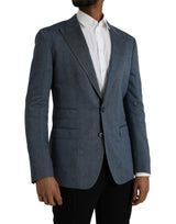 Μπλε λινά Napoli Single Beasted Coat Blazer