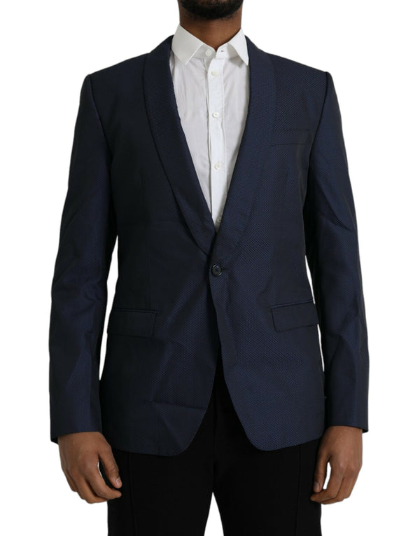 Blazer de un solo pecho de chal de martini azul