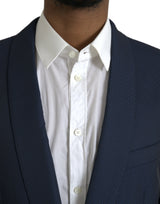 Blazer blu martini a scialle single.