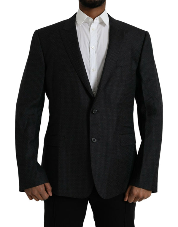 Blazer per cappotto a petto singolo di lana nera martini