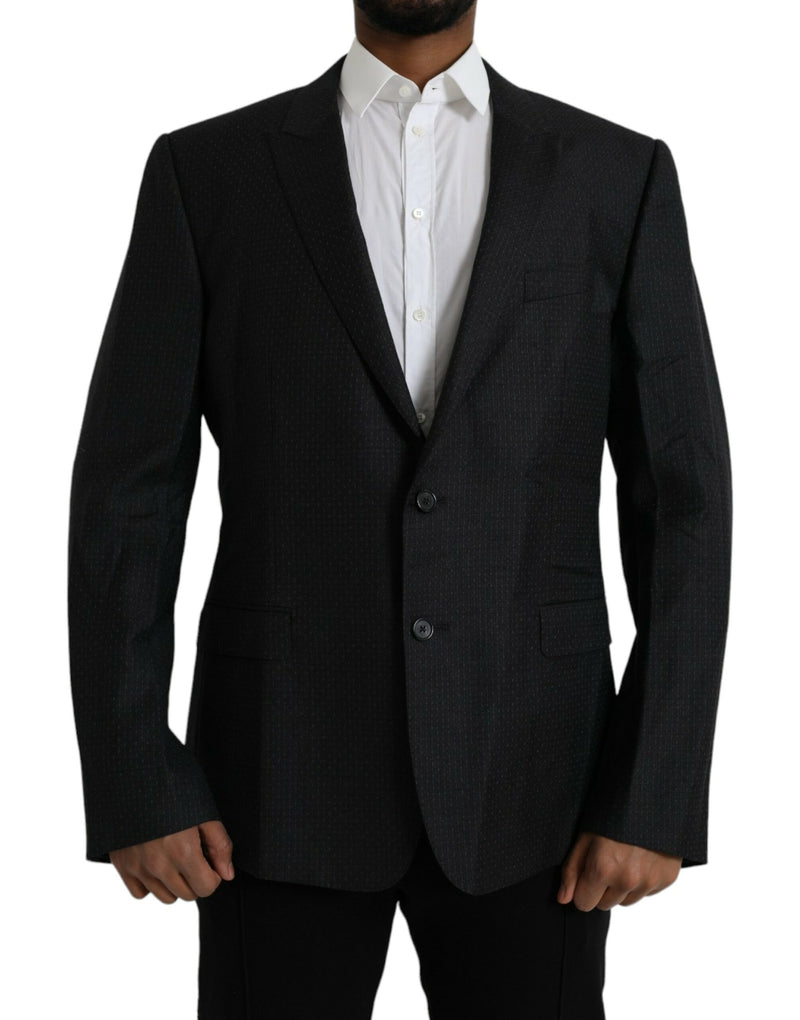 Black Wool Martini Single Beasted Coat Blazer