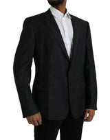 Black Wool Martini Single Beasted Coat Blazer