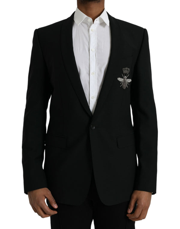 Black Crown Bee Martini Single Breasted Coat Blazer