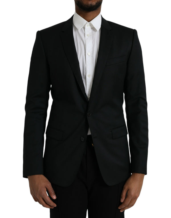 Schwarze Wolle Martini Single Breasted Blazer