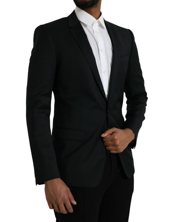 Schwarze Wolle Martini Single Breasted Blazer