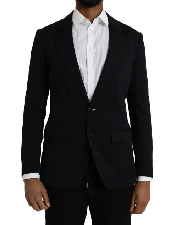 Schwarzer Wolle Kerbe Single Breasted Coat Blazer