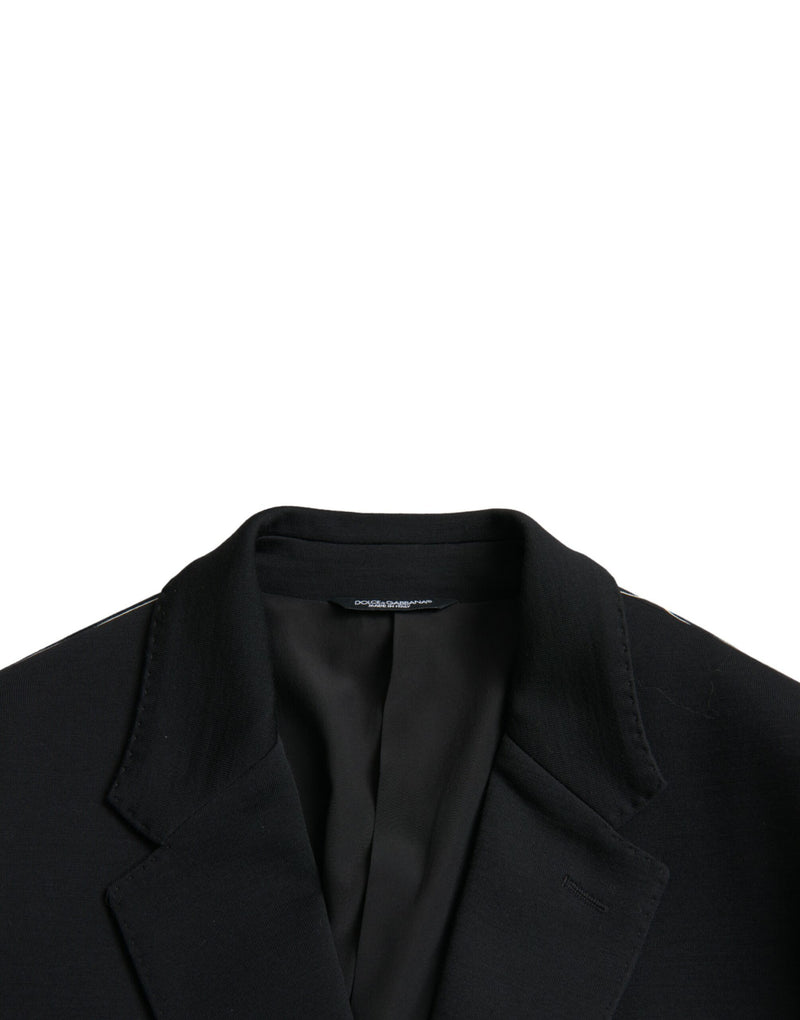 Black Wool Single Beasted Coat Blazer