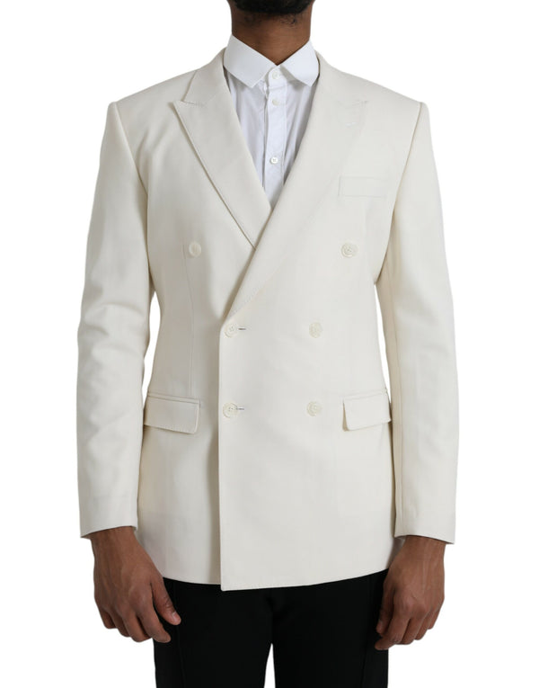 Lana blanca martini blazer de doble pecho