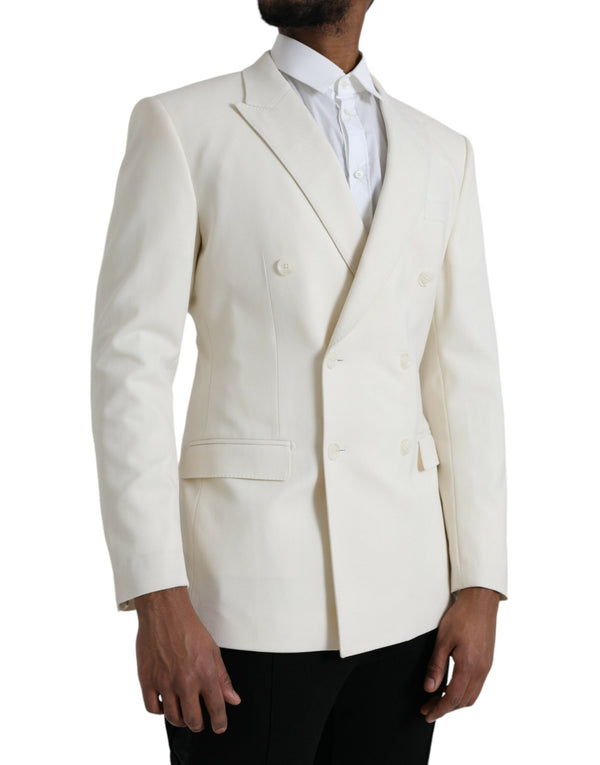 Lana blanca martini blazer de doble pecho