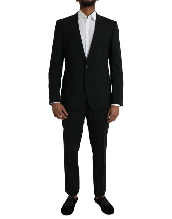 Black Wool Martini Formale 2 pezzi Suit