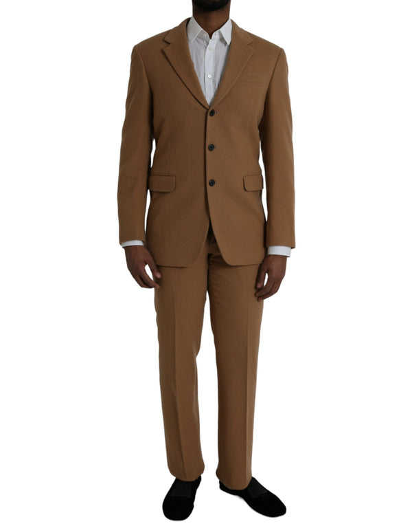 Brown Cashmere 2 Piece Suckted Suit