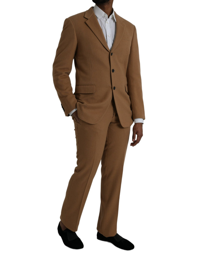 Brown Cashmere 2 Piece Suckted Suit