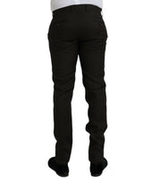 Pantalon formel slim en laine brun foncé