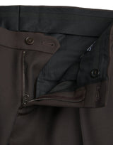 Dark Brown Wool Slim Fit Formal Pants