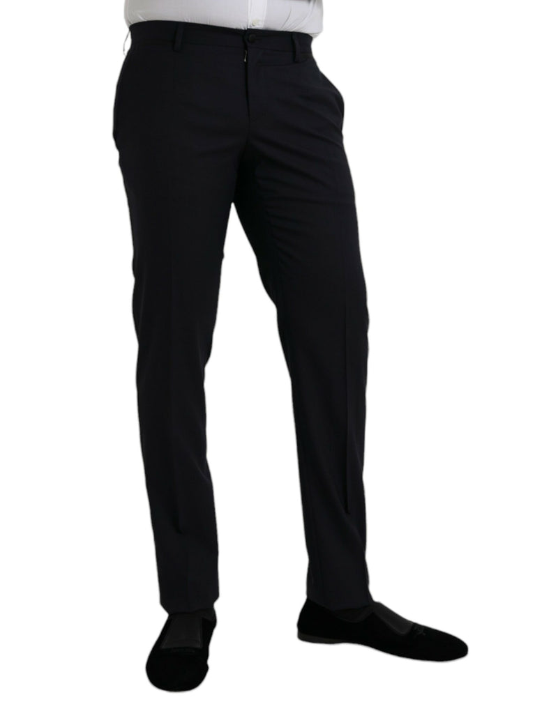 Pantalon formel slim en laine bleu foncé