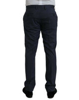 Pantaloni formali in fit sottile di lana blu