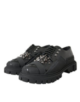 Chaussures de baskets de trekking en cuir noir en cuir noir