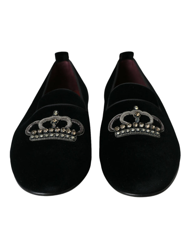 Black Velvet Crystal Crown Men Locages Chaussures