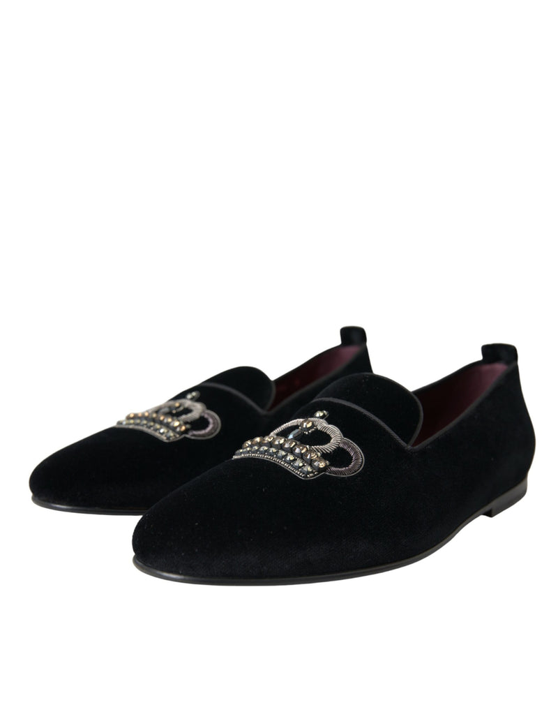 Black Velvet Crystal Crown Men Locages Chaussures