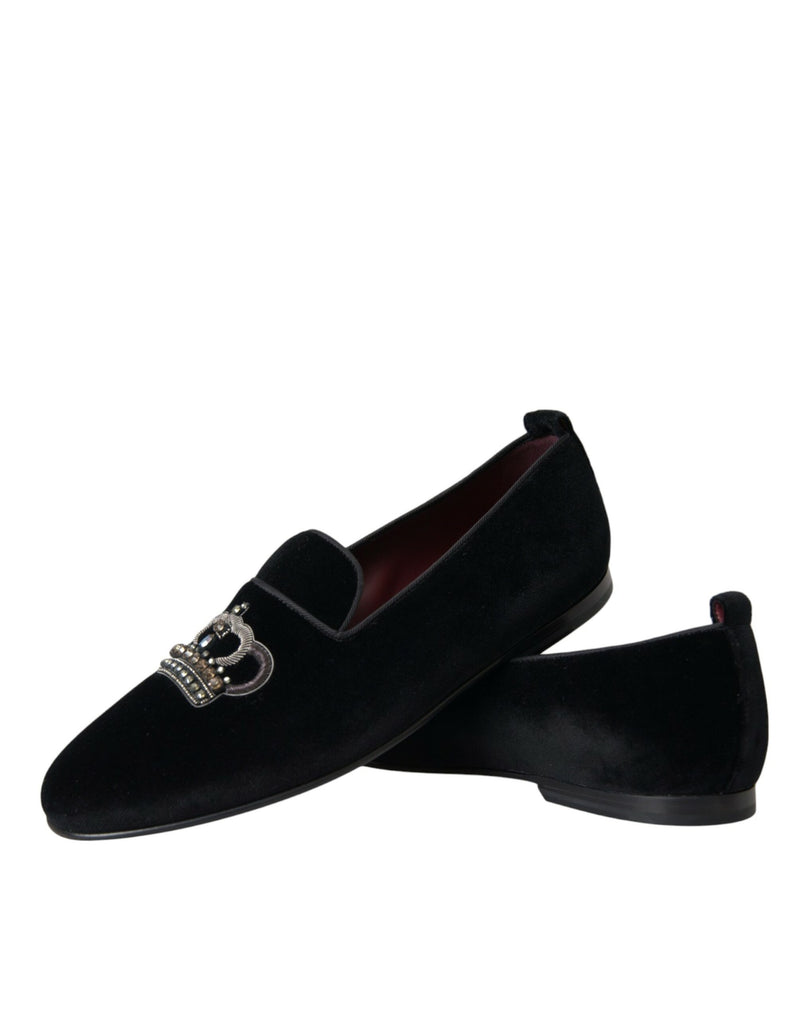 Black Velvet Crystal Crown Men Locages Chaussures